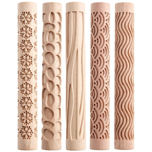 Beechwood Rolling Pins for Clay 5 pcs