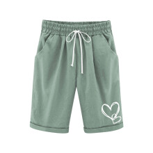 Girls Casual Bermuda Shorts Green High Waisted Knee Length