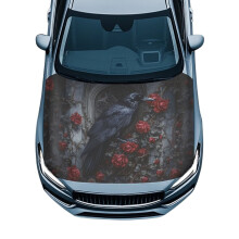 Elastic Washable Car Hood Cover for SUV, Sedan, Truck, Pickup – Universal All-Weather Protective Accessory, Compatible with Rose Raven