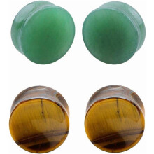Pendientes de ojo de tigre y jade verde, piedra natural, 2 pares.