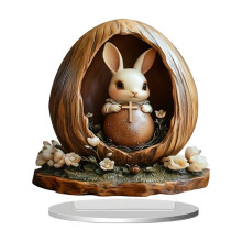Easter Wall Hanging - Contemporary Acrylic Rabbit Silhouette with Eggs, Simple Holiday Decoration for Shelf, Desk & Dorm Room A