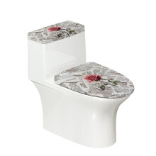 Toilet Lid Dust Cover Set Reusable for Household Dust-Proof Toilet Seat Protector, Rose on Newspaper Print