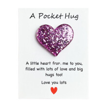 Pocket Hug Heart Token with Greeting Cards Purple