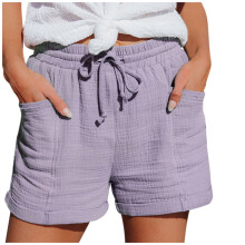 Pantaloni scurți largi din bumbac pentru femei, violet, XXL