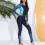 Women's full-coverage swimsuit with front zipper rash guard 4