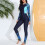Women's full-coverage swimsuit with front zipper rash guard 5