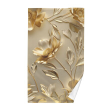 Serviette visage en coton doux et absorbant, motif floral doré