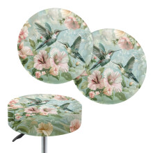 Housses de tabouret de bar rondes antidérapantes à motif colibri