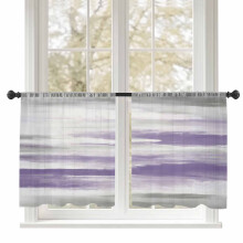 Purple Grey Sheer Curtains 52x45 Inch Abstract Retro Ombre