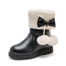 Girls' Winter Snow Boots Thick Sole Solid Color Bow Design
