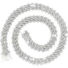 Kubanische Kettenhalskette, Silber oder Gold, 14 mm, Herren-Hip-Hop-Stil