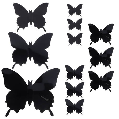 Autocolant de perete fluture negru decorațiune de nuntă 12 buc