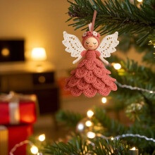 DIY Crochet Angel Ornament Kit – Handmade Yarn Craft Set for Beginners, Christmas Tree Decoration, Holiday Gift for Adults