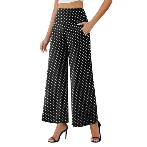 Calça Palazzo Feminina de Cintura Alta com Elástico e Bolsos 2