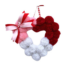 Valentine's Day Floral Wreath with Soft Pom Poms & Greenery – Bunny & Modern Front Door Decor, Compatible with Christmas Mesh