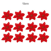 12PCS Fake Christmas Tree Flowers, 13cm (5.1in), Artificial Simulation Decor, Compatible with Christmas Trees