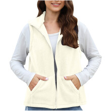 Women's Fleece Vest Outerwear Sleeveless Lightweight Zip Jackets Warm Soft Vests with Pockets