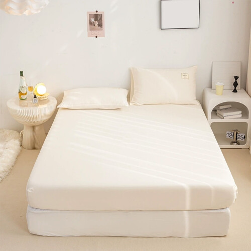 Drap-housse Queen en microfibre brossée beige (1 pièce)