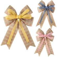 6PCS 11.8" Buffalo Plaid Snowflake Deer Linen Christmas Wreath Bows for Indoor/Outdoor Decor – Compatible with Xmas Trees & Walls
