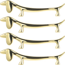 HEMOTON 4Pcs Metal Chopsticks Rests Stainless Steel Chopstick Rests Lovely Dog Shaped Chopstick Rests