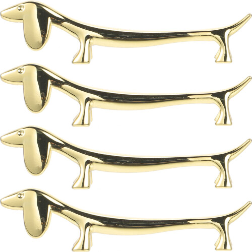 Hundeformede spisepindeholdere i rustfrit stål, 4 stk.