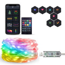 Cordão de luzes Phantom Leather RGB de 4,88 m com 50 LEDs
