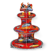 Cars-Themed Cupcake Stand 3-Tier Cardboard