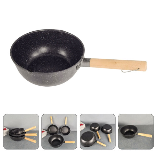 Black Saucepan with Wooden Handle Non-Stick 3.5L