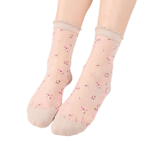 Women's Spring Summer Transparent Solid Color Floral Socks