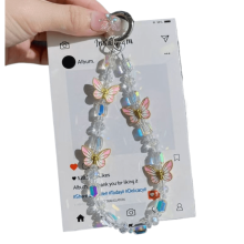 Butterfly Crystal Beaded Phone Chain Pendant 1pc