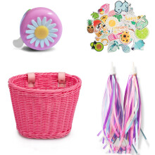 Panier de vélo pour enfants avec décoration à pompons sur le devant
