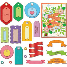 Semne de carte cu etichete metalice, set de șabloane decupate, 1 set
