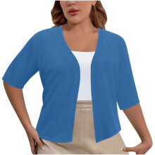 Women's Oversized Solid Cardigan Short Sleeve Open Front