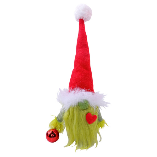 Χριστουγεννιάτικη κούκλα gnome με πράσινη γενειάδα, κόκκινο καπέλο, 1 τεμάχιο