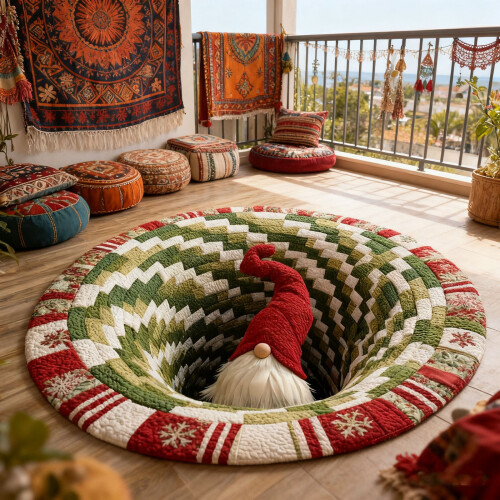 32 inch Christmas 3D green optical illusion rug
