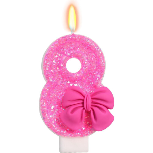 Vela de aniversário em formato de rosa, número 8, 7,6 cm (3 polegadas), sem fumaça.