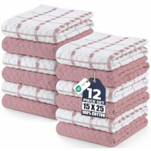 Torchons de cuisine, lot de 12, 38 x 63,5 cm, 100 % coton filé à l'anneau