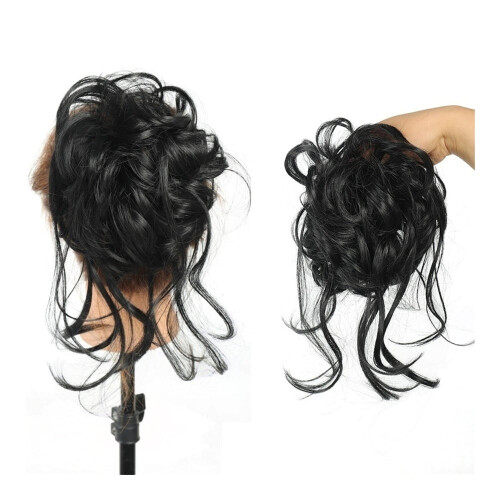 Lockiger Haarknoten, elastischer Chignon, Pferdeschwanz