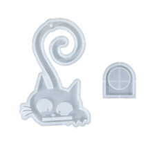 Molde de silicone para gatinho, ideal para suporte de vela tealight e pingente de resina.