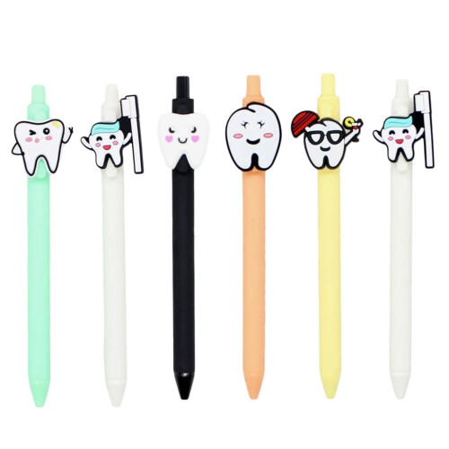 Stylo à bille en forme de dent, 1 mm, lot de 6