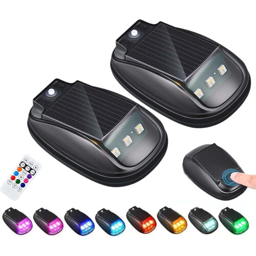 Solcelledrevne RGB Strobe-taglamper LED 2 stk. vandtætte