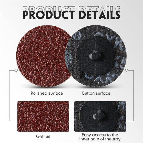 Disco de Bloqueio de Rolo de 150 PeçAs Conjunto de Discos de Lixa de 2 Polegadas 36 Grit Round Die Grinder Disc para SuperfíCie Prep Strip Grind 2