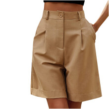 Women's Bermuda Shorts Summer Casual High-Waisted Wide-Leg
