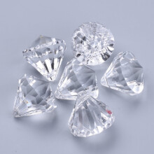 Pendentifs en acrylique transparent, diamant facetté, 26 x 24 mm, 2,5 mm