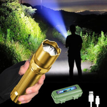LED-Taschenlampe, zoombar, 100000 Lumen, wasserdicht (IPX8), 3 Modi