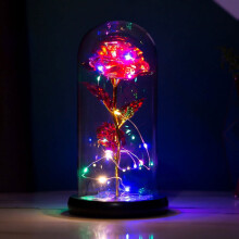 Artificial Roses Decorative Glass Rose with LED Light