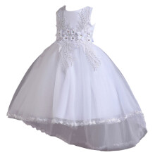 Vestido de princesa floral sem mangas branco para meninas, tamanhos 4 a 6.