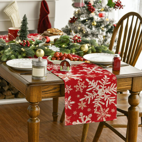 Christmas table runner snowflake design 72x14 inches 1