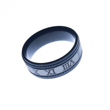 Men's Stainless Steel Roman Numeral Ring - Titanium Steel,