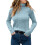 Women's Light Blue Slouchy Turtleneck Cable Knit Sweater 1